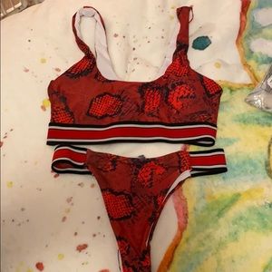 Red Snakeskin Bikini